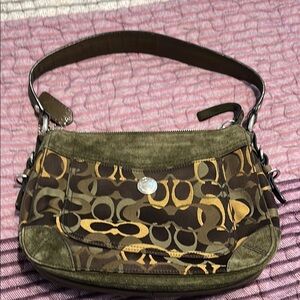 Coach Olive and Brown Shoulder Bag